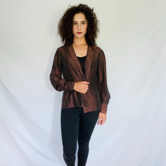 Sleek Red Laced Button-Up - Picture 2 of 4